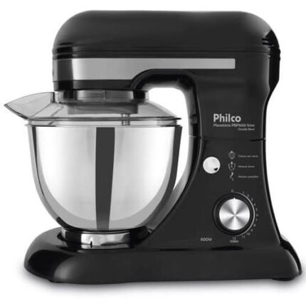 Batedeira Planetária Philco PBP600P 11 velocidades + Turbo Inox Double Bowl Preto 600W - 127v