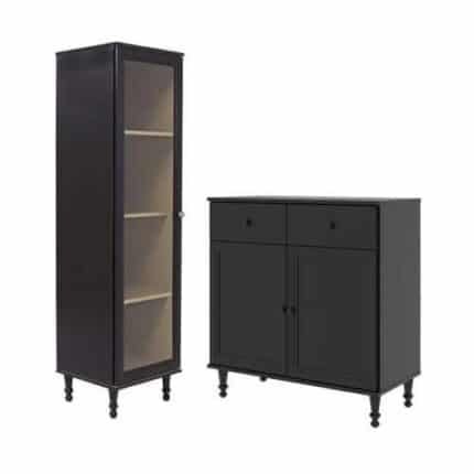 Cristaleira + Aparador Buffet Ditália E-963-r-629 Cor preto Preto